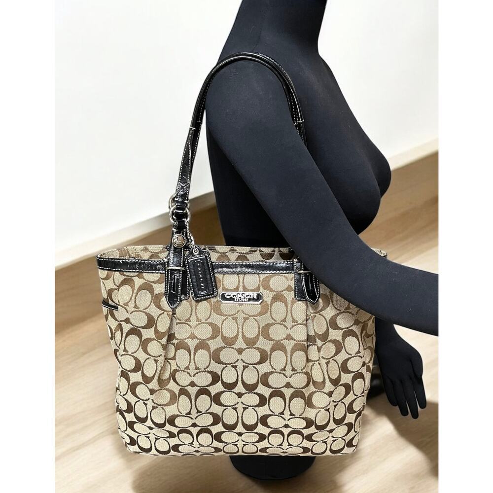 Y2K Coach F16566 Signature Jacquard North South Tote Bag & Wallet - Picture 10 of 15